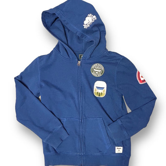 Roots Brand Youth Boys Size 10/12 (9-10Y) Patch Accent Blue Full Zip Hoodie