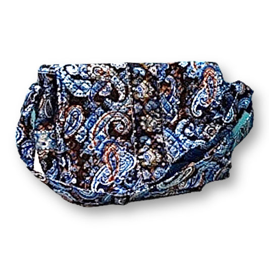 Quilted Messenger Diaper Bag Blue Paisley Print with Travel Changing Pad