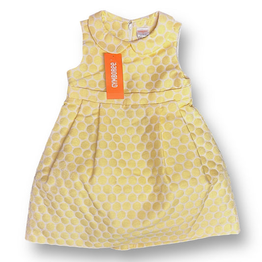 NEW! Girls Gymboree Dress Size 2T Pleated Sleeveless Yellow Polka Dot Print
