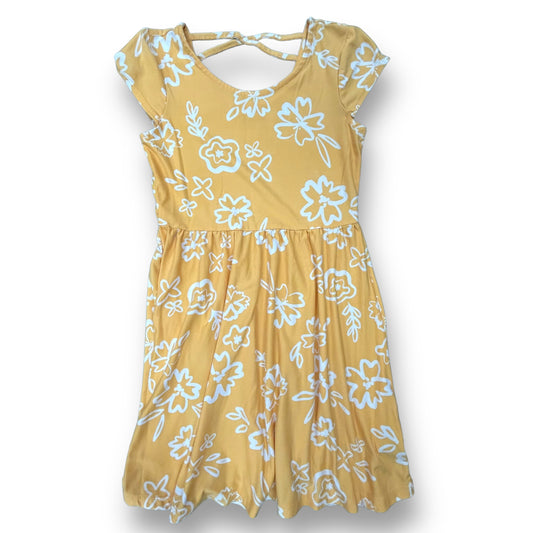 Epic Threads Youth Girls Size 10/12 Short Sleeve Soft Knit Yellow Twirl Dress