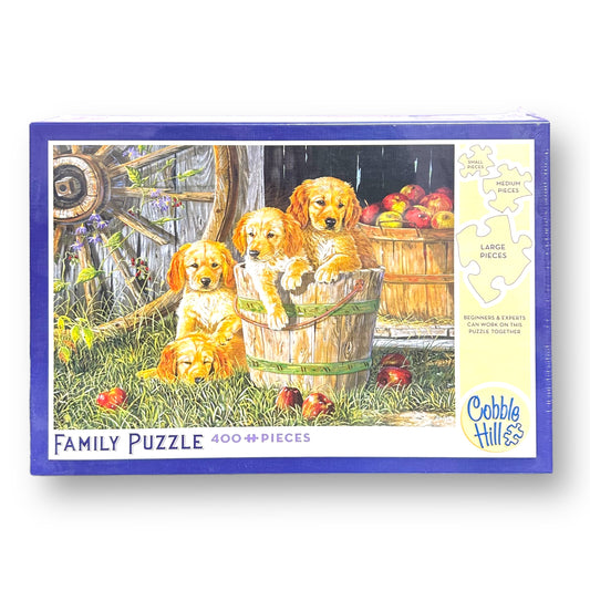 NEW! Cobble Hill 400 Piece Jigsaw Puzzle Random-Shaped Piece Puppy Puzzle