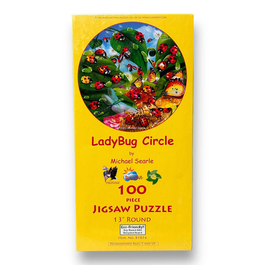 NEW! 100 Piece Jigsaw Puzzle - Ladybug Round Puzzle