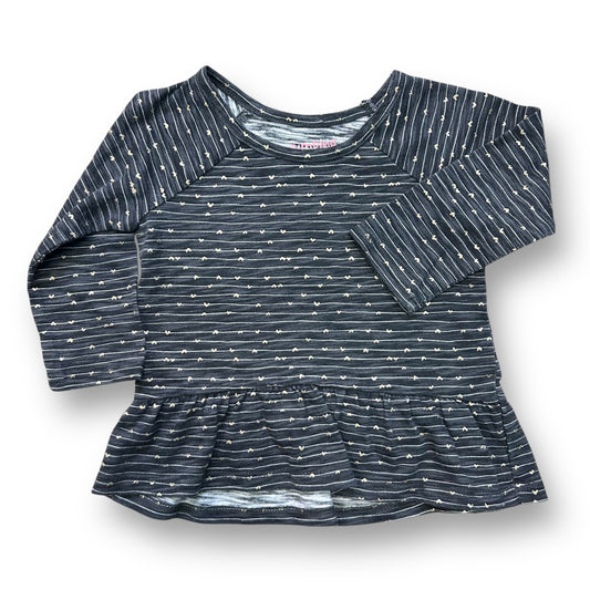Jumping Beans Girls Size 9 Months Dark Gray Striped Ruffle Bottom Shirt