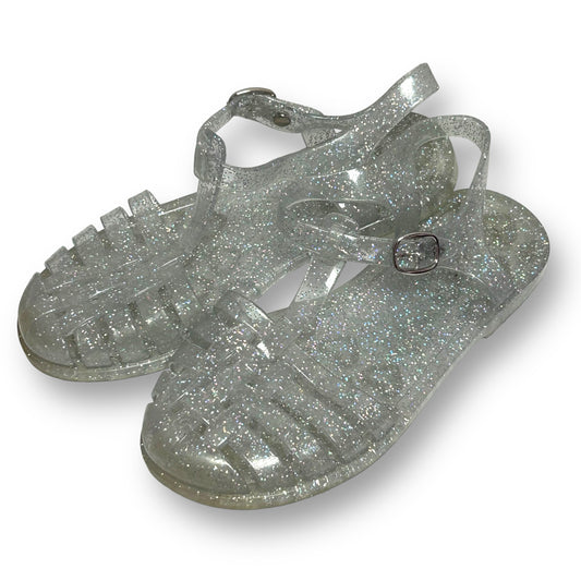 Youth Girls Clear Jellies Size 1 Shimmery Flat Buckle Sandals