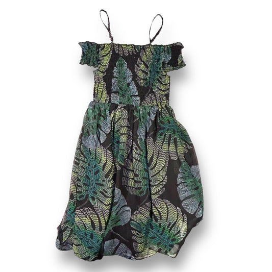 Children's Place Girls Size 5/6 Dress Black Tropical Print Smocked Sundress