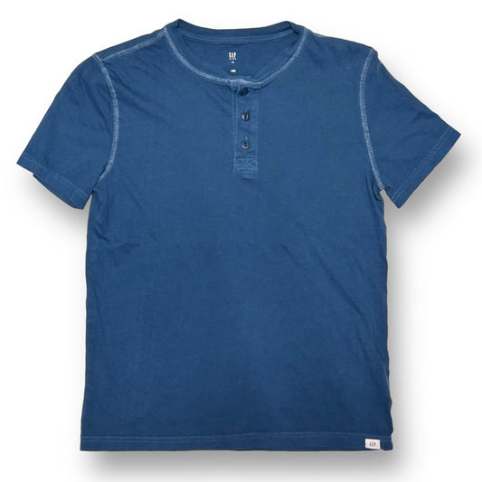 Gap Youth Boys Size 12 Shirt Teal Blue Short Sleeve Henley Tee
