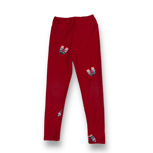 Lularoe Kids Size S/M Girls Age 3-4 Years Red Winter Leggings
