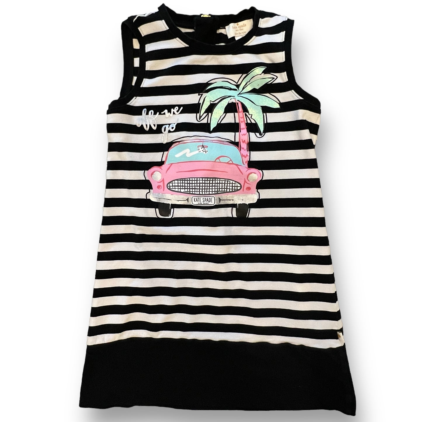 Kate Spade Girls Size 8 Black Dress Palm Tree Zippered Back Sleeveless Dress