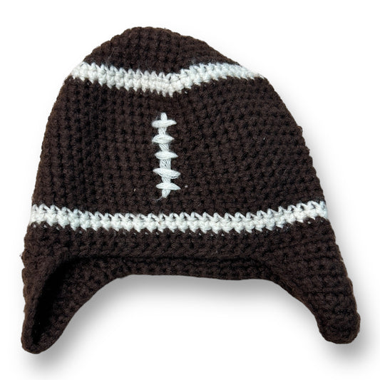 Mudpie 6-18 Months Baby Boy Football Beanie Brown Knit Hat