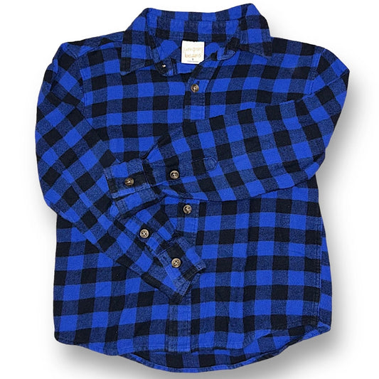 Boys Size 6 Black and Blue Plaid Flannel Long Sleeve Button Down Shirt