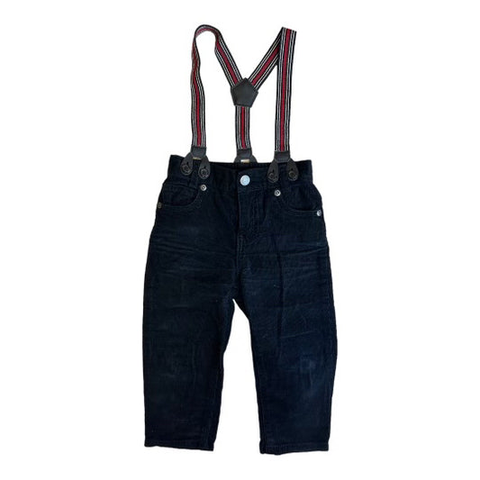Boys Size 12-18 Months Outfit Black Corduroy Dress Pants with Suspenders