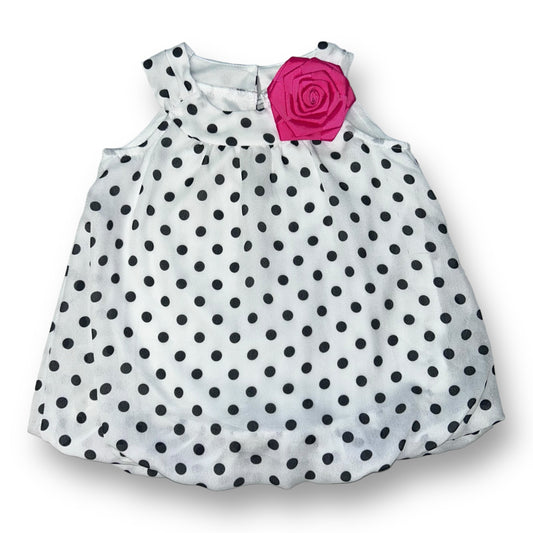 Girls Rare Editions Size 6-9 Months Black & White Polka Dot Snap Bottom Dress