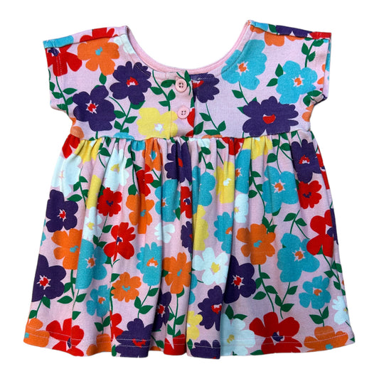 Hanna Andersson Girls 6-12 Months Floral Print Short Sleeve Dress with Buttons