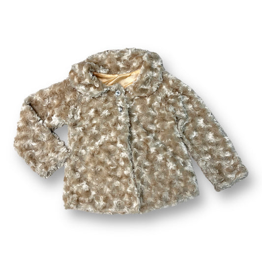 Girls Size 24 Months Beige Soft Faux Fur Lightweight Toddler Dress Coat