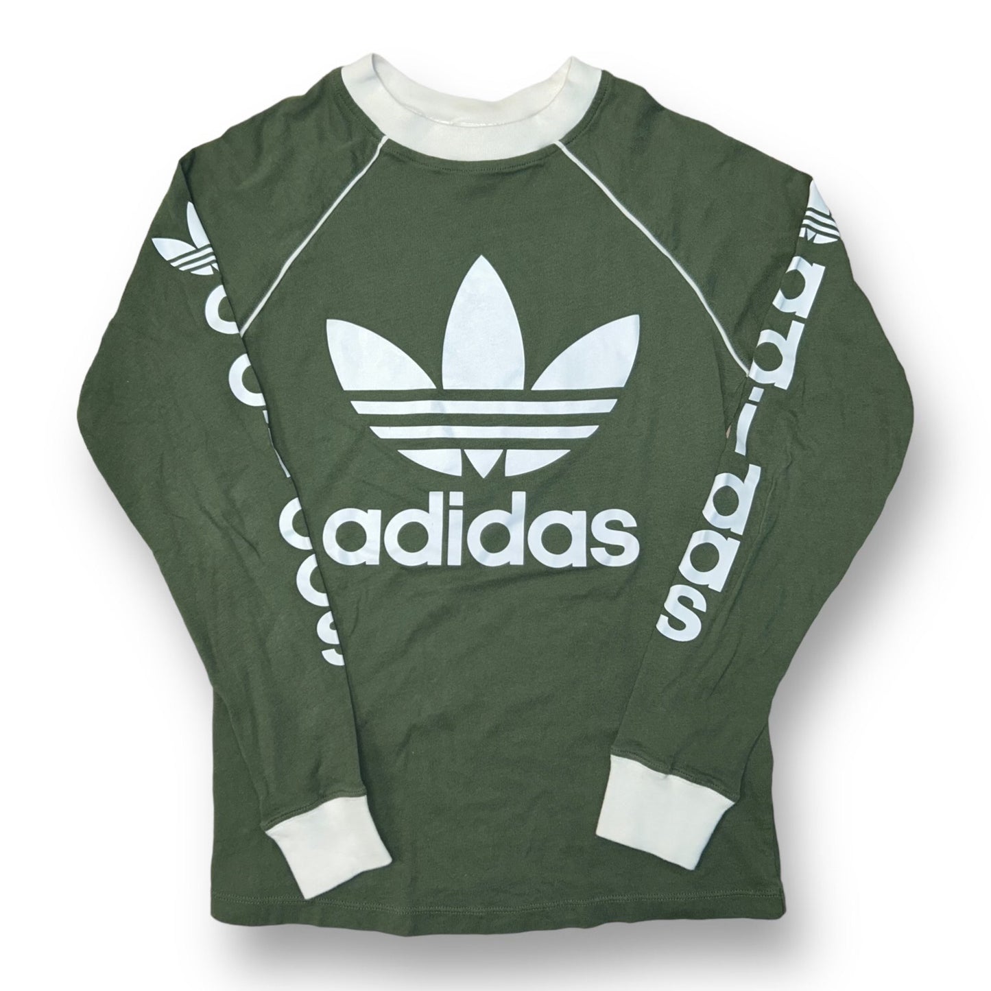 Women's Adidas Shirt Size XS Green Long Sleeve Activewear Top with Logo