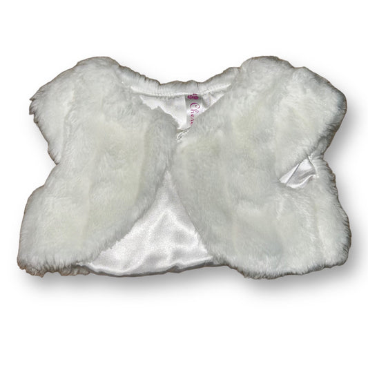 Girls Size 2T White Faux Fur Sweater Button Close Dress Overcoat