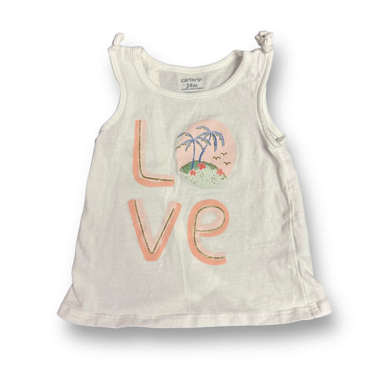 Carter's Girls Size 24 Months White Sleeveless Shirt Beach Tank Top