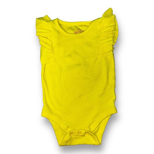 Cat & Jack Baby Girl 3-6 Months Yellow Ribbed Flutter Sleeve Cotton Romper