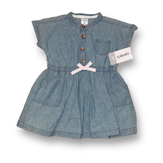 NEW! Carter's Baby Girl Size 6 Months Button Top Short Sleeve Denim Dress