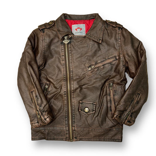 Appaman Designer Boys Size 4T Brown Faux Leather Bomber Jacket