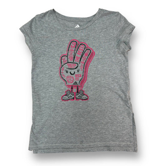 Adidas Youth Girl Size 10/12 Gray Soccer Goals YMD Tee