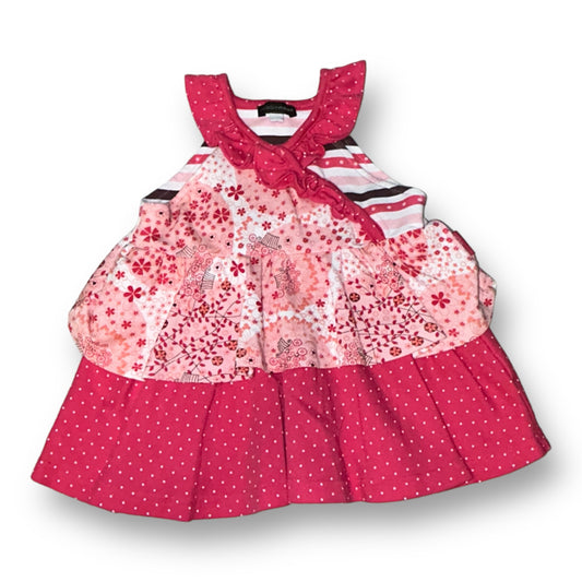 Rabbit Moon Baby Girl Dress Size 9-12 Months Pink Cotton Ruffled Sundress