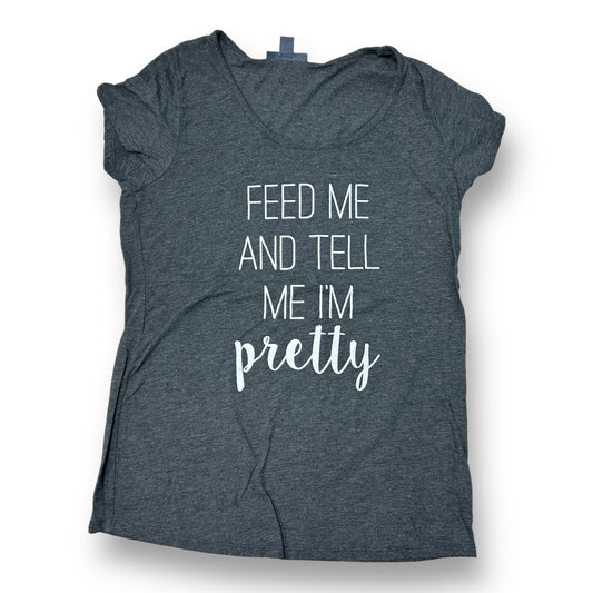 A Pea in the Pod Size L Gray Short Sleeve Maternity Top