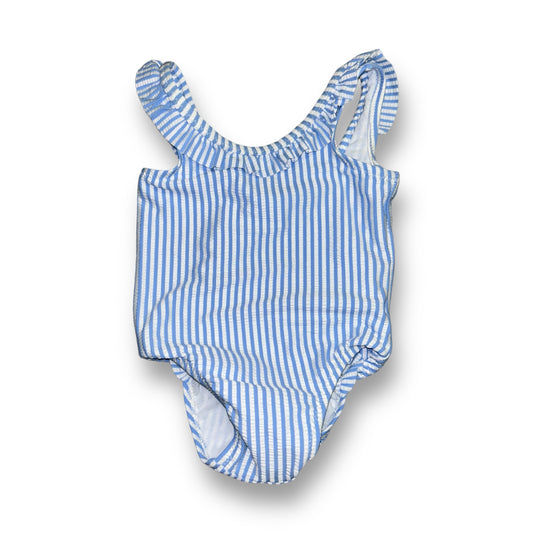 Old Navy Baby Girl Size 3-6 Months Bathing Suit Blue & White Striped Swimwear