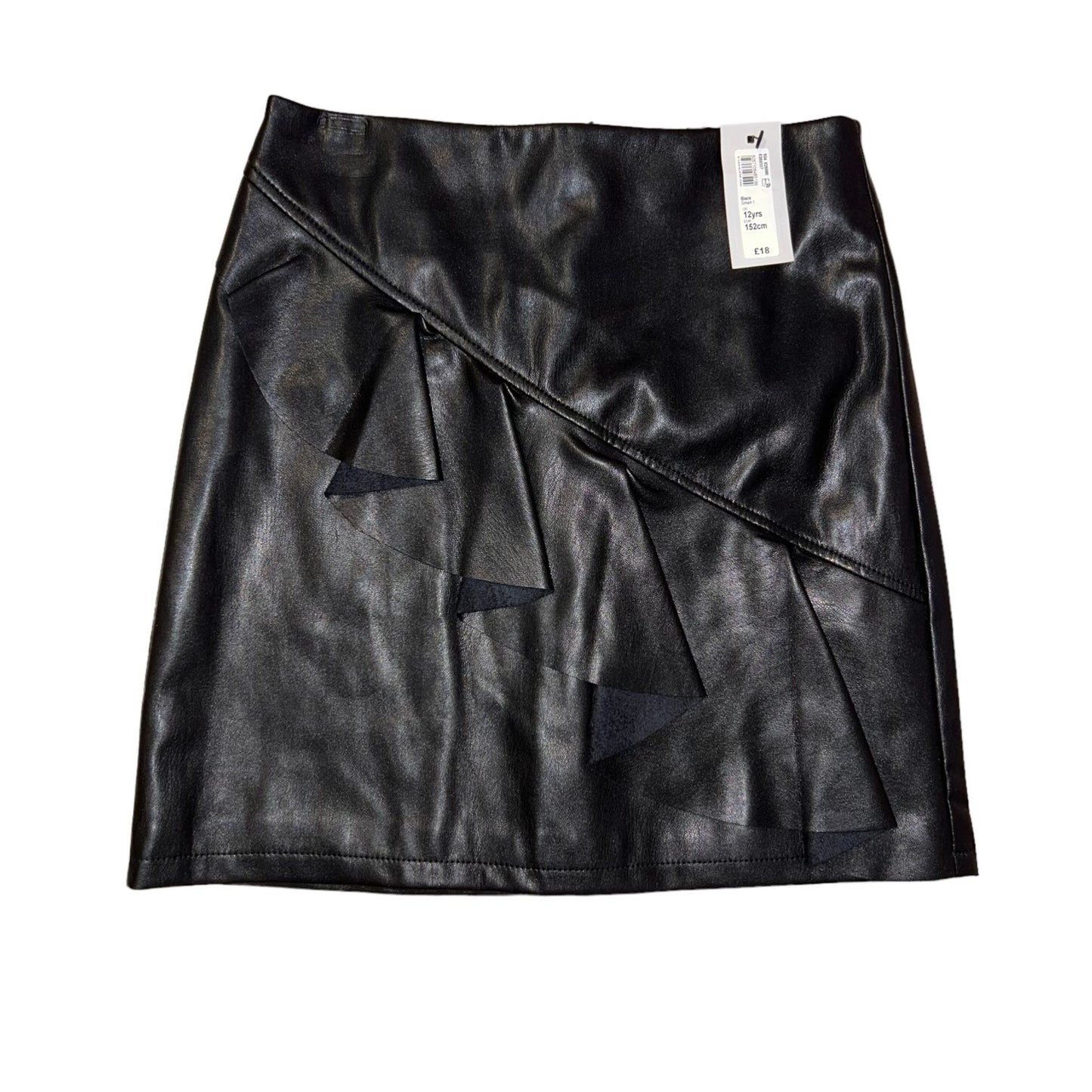 NEW! River Island Girls Size 12 Youth Faux Leather Black Skirt