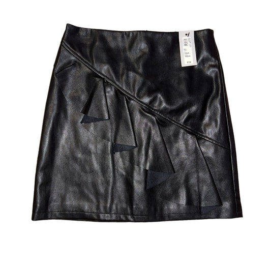 NEW! River Island Girls Size 12 Youth Faux Leather Black Skirt